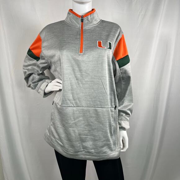 Miami Hurricanes U Gray Orange and Green Colosseum Pullover Size Large - Picture 1 of 8